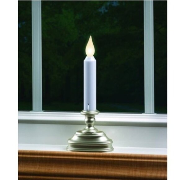 Flameless Candle Dusk to Dawn TImer Sensor Battery Pewter Color Base By Xodus - Picture 2 of 12